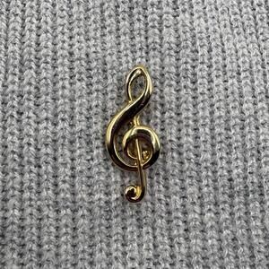 Vintage Gold Tone Treble Clef Music Note Brooch Pin